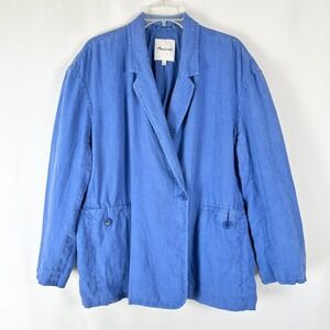 Madewell Athens Women Crossover Blazer Jacket XL Blue Lined Coastal Casual